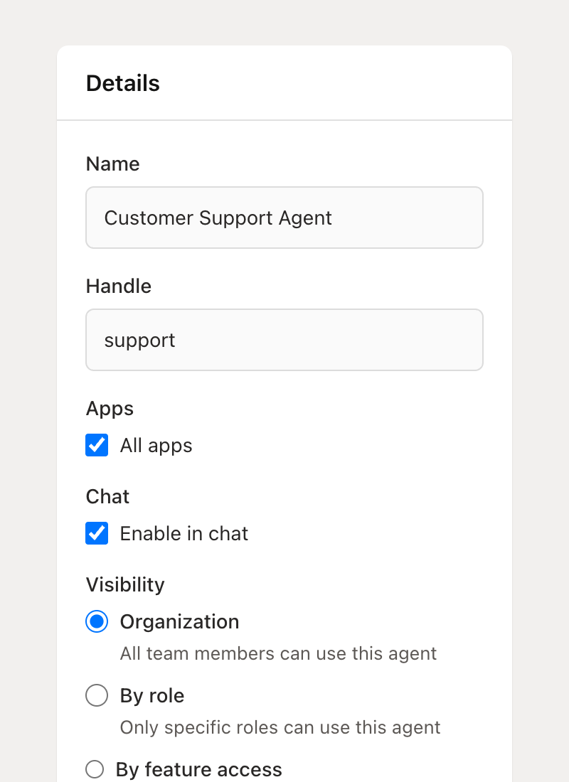 Details sidebar showing the Visibility section