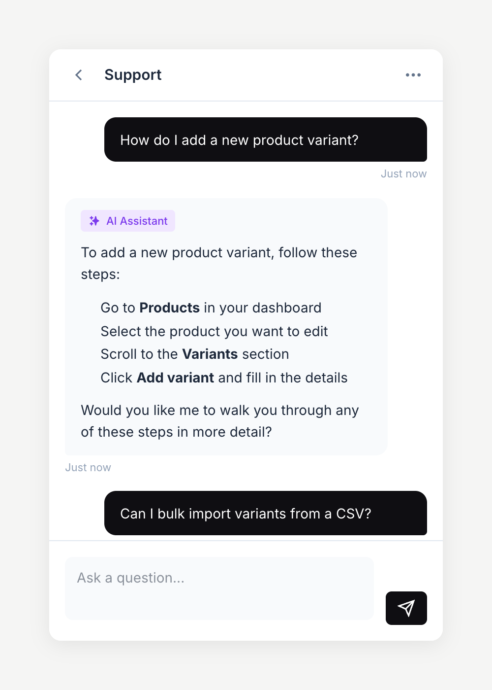 AI-powered chat widget