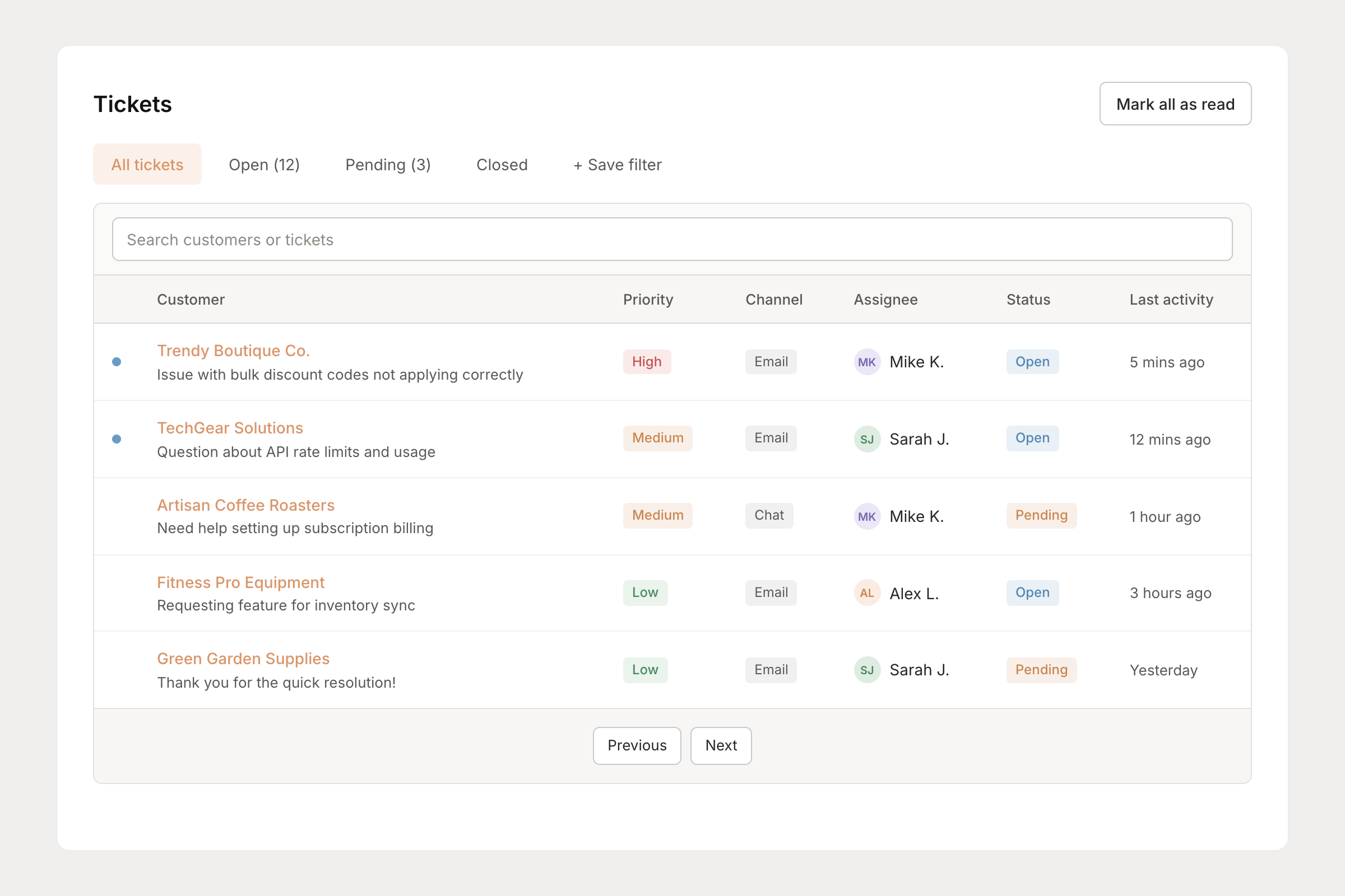 Mantle Helpdesk unified inbox